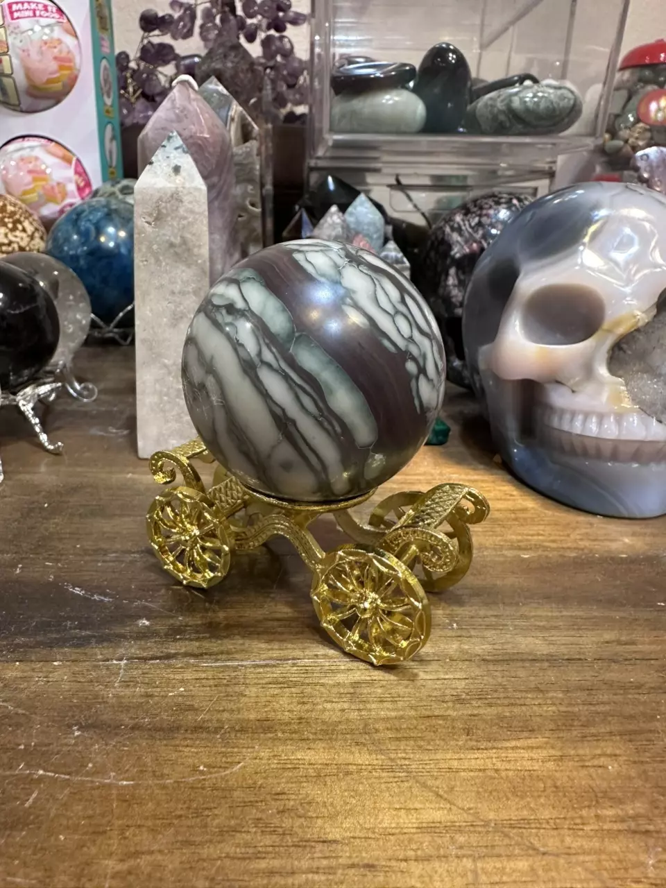 plant/2.17 inch ocean jasper sphere-1