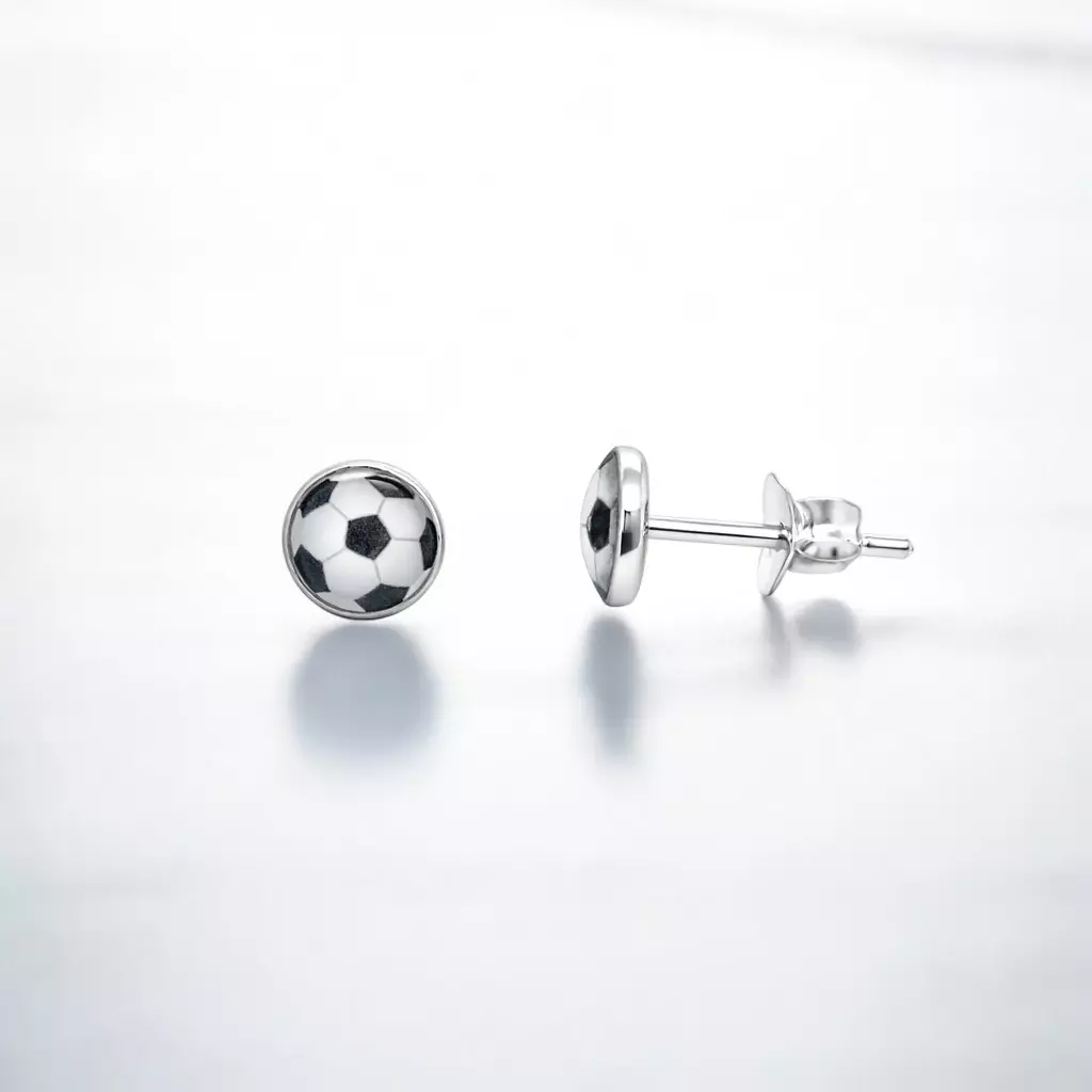 plant/Petite Soccer Ball Earrings in 925 Sterling Silver-0