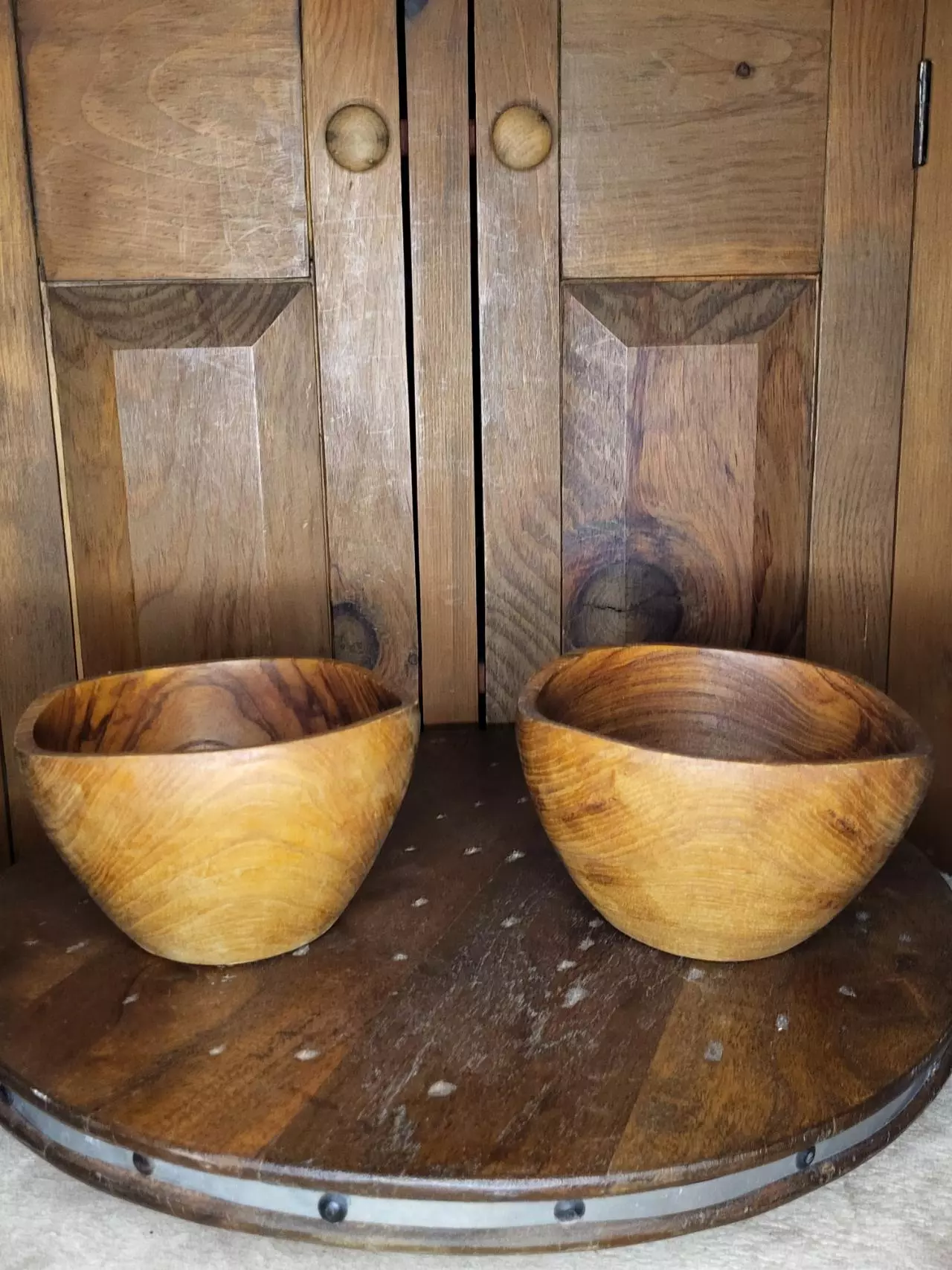 plant/Wooden Bowl Pair-1