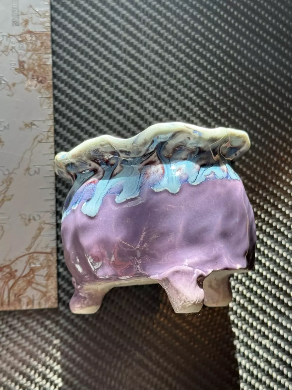 plant/3.5” Artisan Handmade Clay Pot – Gloss Purple Drip Glaze Finish 💧🪴-1