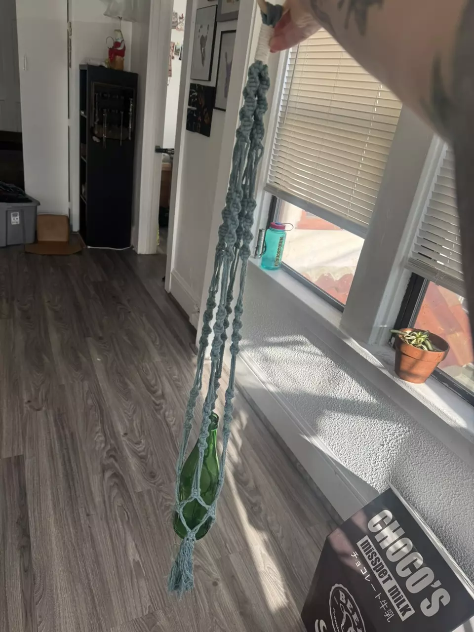 plant/blue macrame plant hanger-0