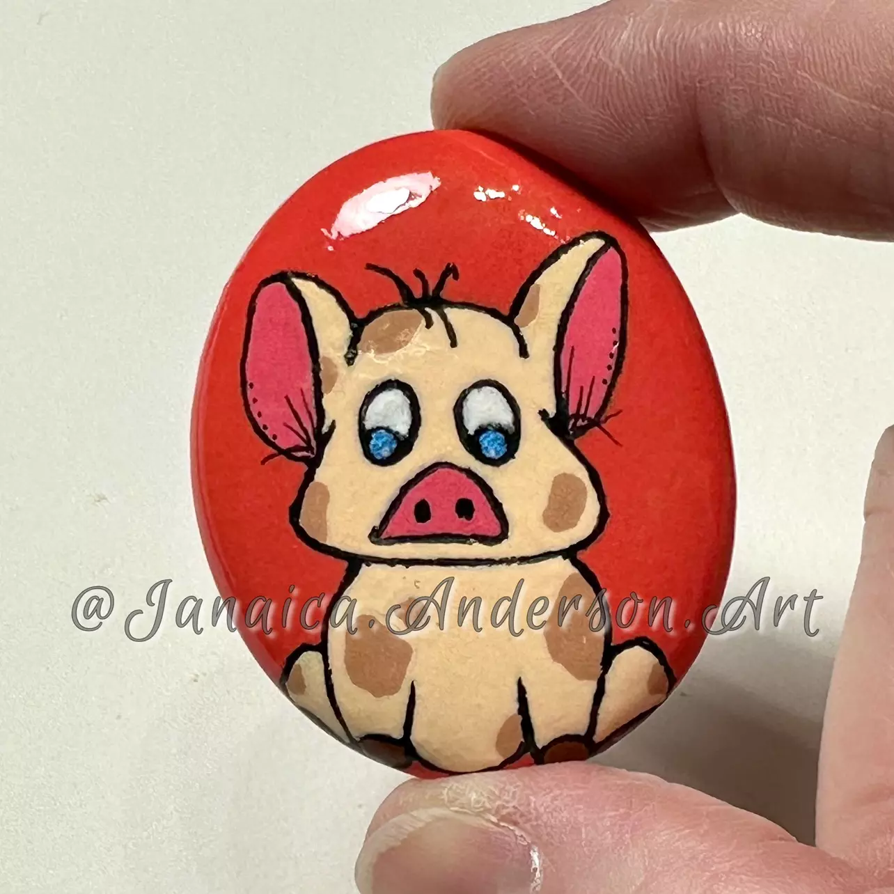 plant/2164 Painted Stone Fridge Magnet-0