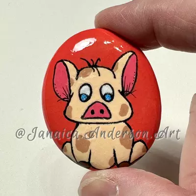 plant/2164 Painted Stone Fridge Magnet-0-thumbnail