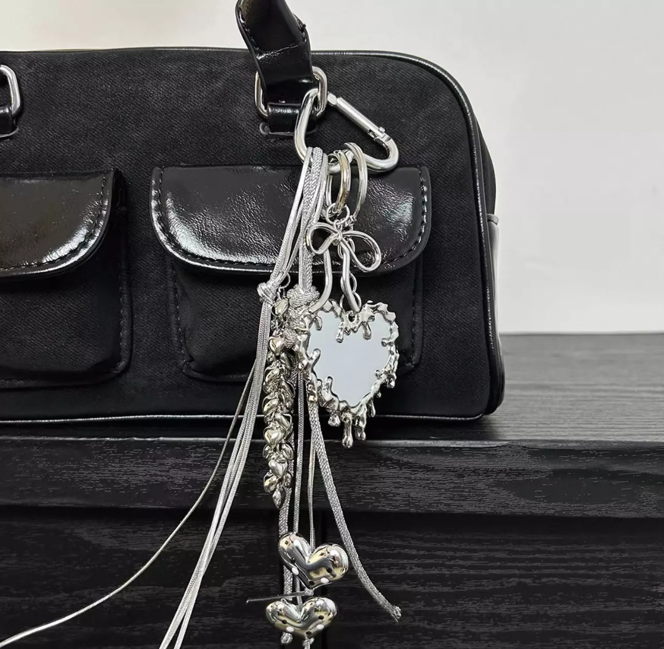 plant/Heart Mirror Y2K Keychain Bag Charms Romantic Keyring Accessories for Purse Gift-1