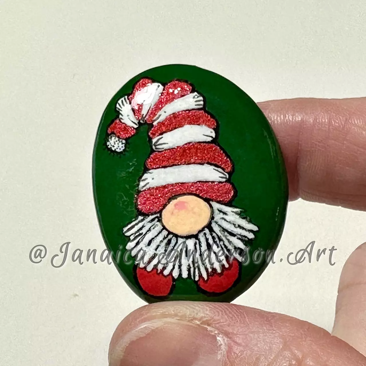 plant/2166 Painted Stone Fridge Magnet-0