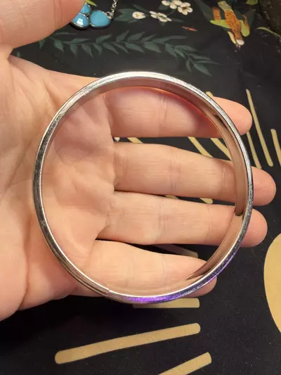 plant/White and silver tone bangle bracelet-1-thumbnail