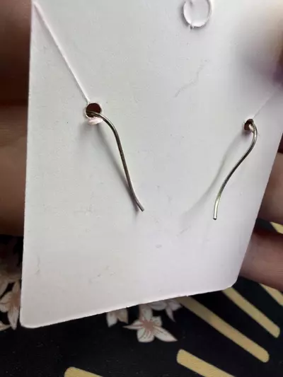 plant/Red and silver tone hook earrings-2-thumbnail