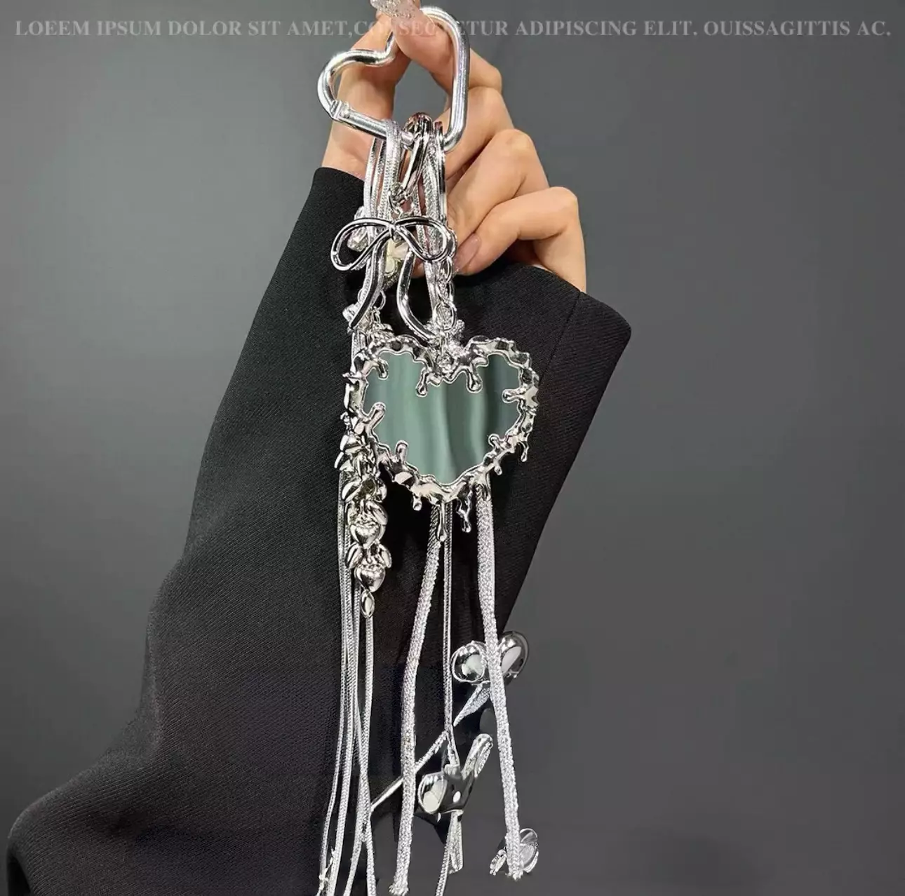 plant/Heart Mirror Y2K Keychain Bag Charms Romantic Keyring Accessories for Purse Gift-0