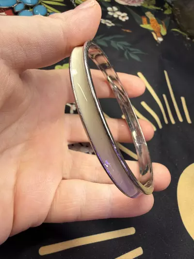 plant/White and silver tone bangle bracelet-0-thumbnail