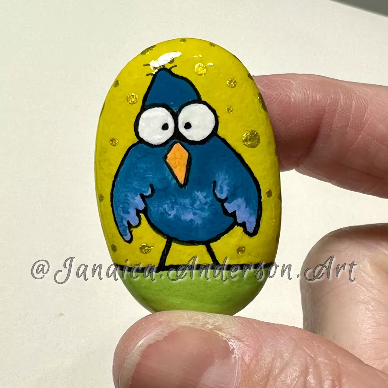 plant/2167 Painted Stone Fridge Magnet-0