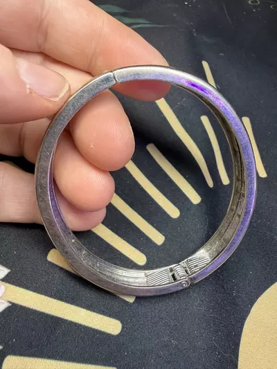 plant/Silver tone and green with yellow clamper bracelet-2-thumbnail