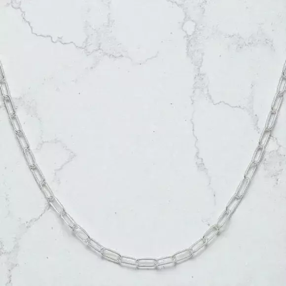 plant/2.9 mm 22" Rhodium Plated Paperclip Link Chain in 925 Sterling Silver-0