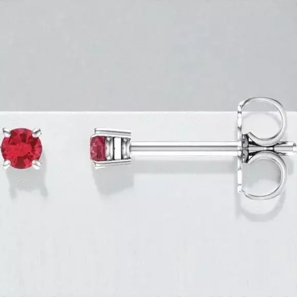 plant/2.5 mm Round Lab Grown Ruby Stud Earrings in 14kt White Gold-0