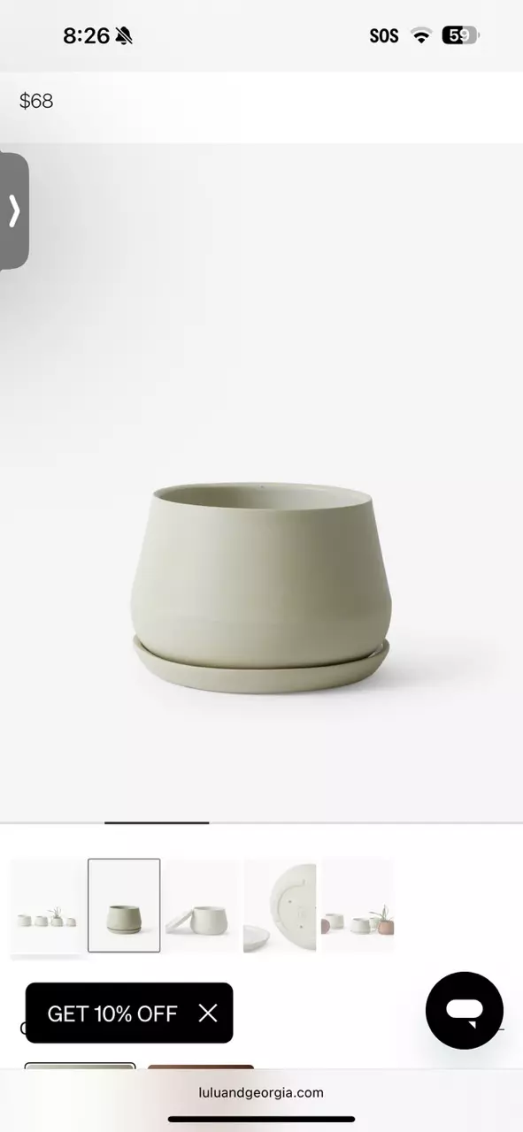 plant/LBE Designs Handmade Ceramic Rancho Planter and Saucer in Sand MSRP $68-0