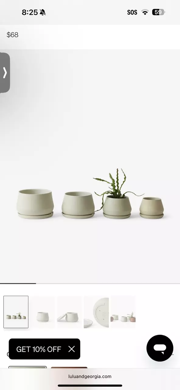 plant/LBE Designs Handmade Ceramic Rancho Planter and Saucer in Sand MSRP $68-3