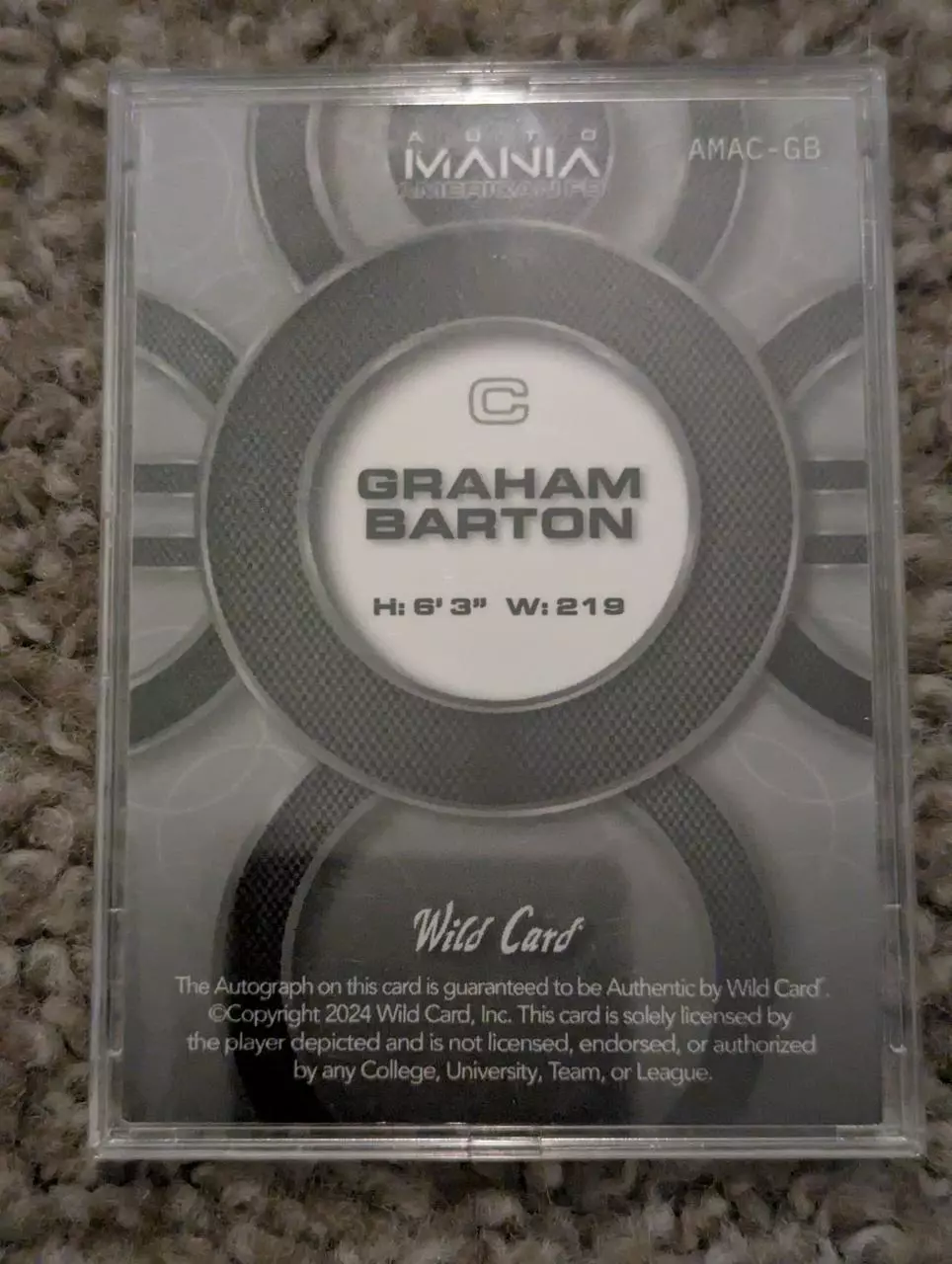 plant/Graham Barton - Tampa Bay buccaneers - 1/1 autograph card-1