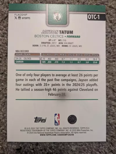 plant/Jayson Tatum - Boston Celtics 8x6 promo card-1-thumbnail