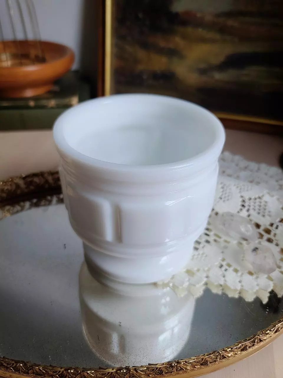 plant/Vintage Milk Glass Planter/Vase-3