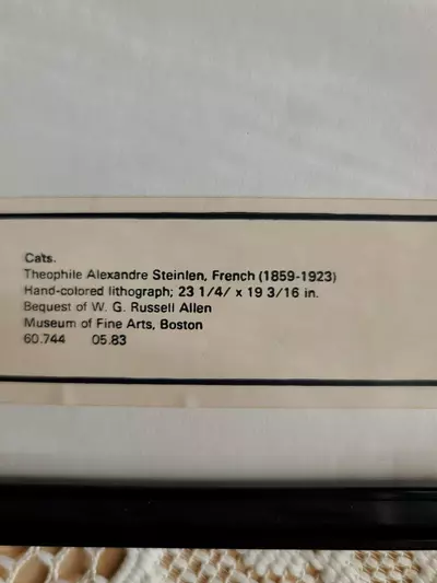 plant/Hand Colored Lithograph - "Two Cats"-3-thumbnail