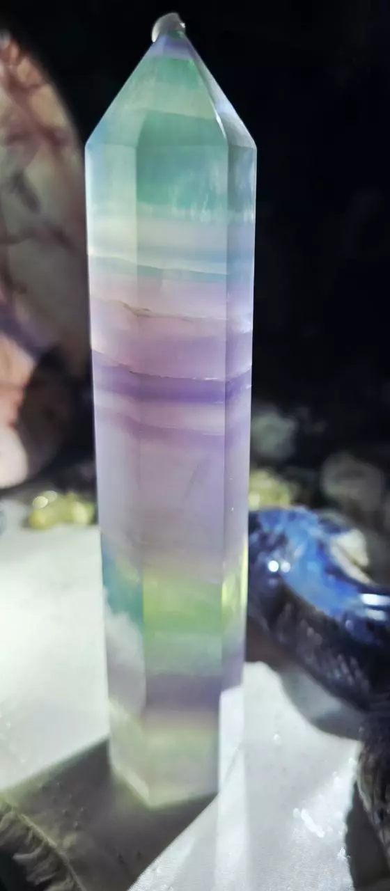 plant/6.5" Lavender (Yttrium) Fluorite Tower-0