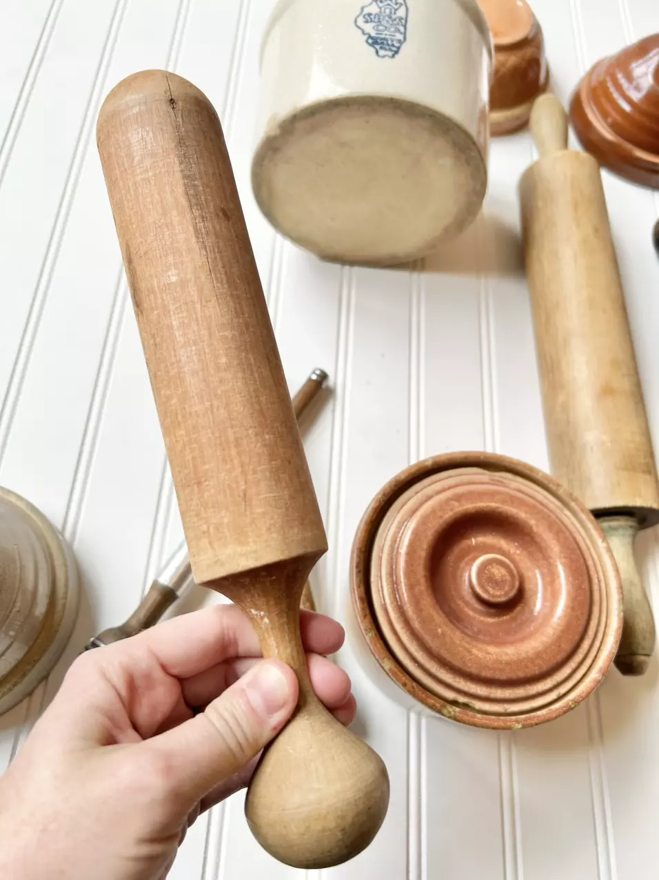 plant/Vintage wooden Pestle masher 10 1/2”-0