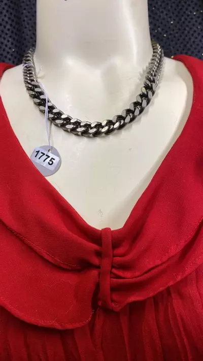 plant/VN 1775 Silvertone gunmetal gray Cuban style mens chain-1-thumbnail