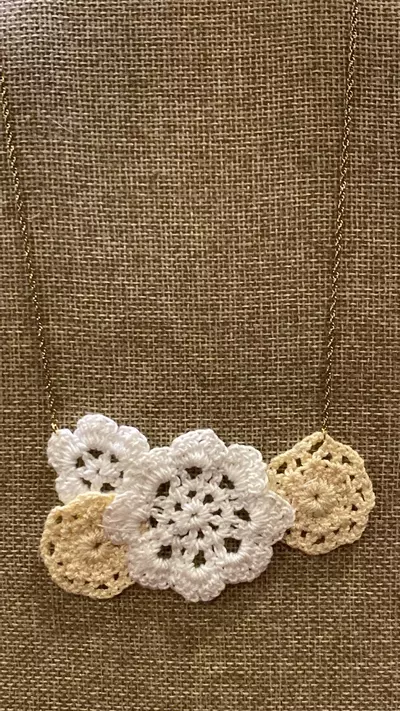 plant/VN 1771 vintage crocheted doily necklace-0-thumbnail