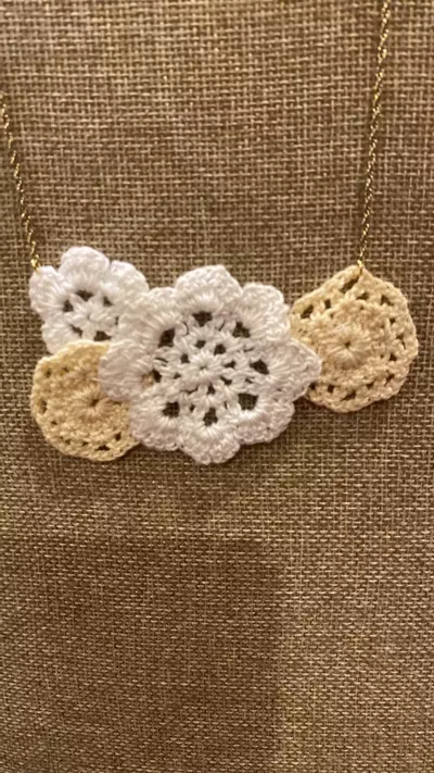 plant/VN 1771 vintage crocheted doily necklace-1-thumbnail