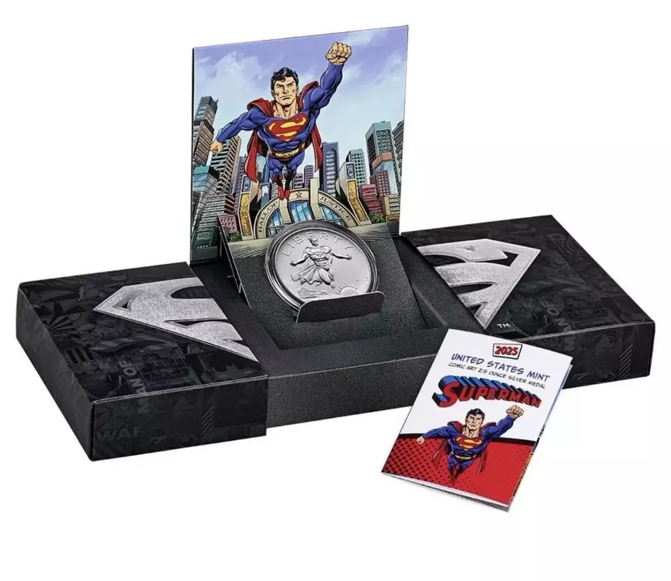 plant/Comic Art 2.5 Ounce Silver Medal Superman™ US Mint-0