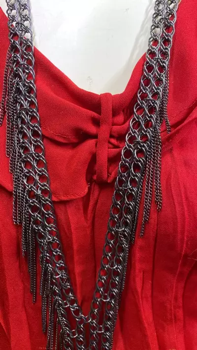 plant/VN 1801 vintage, multi strand, gun metal grey tassel necklace-2-thumbnail