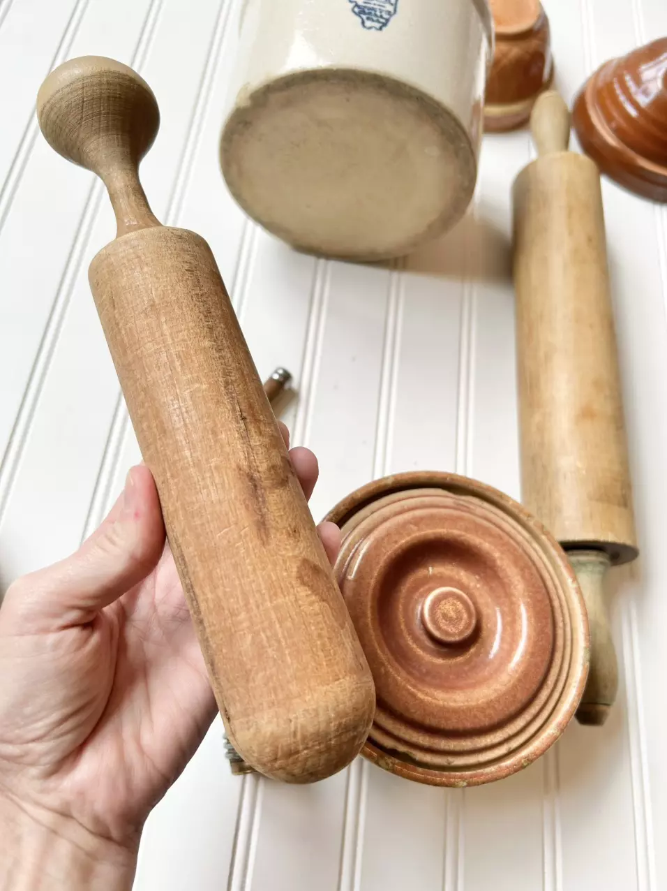 plant/Vintage wooden Pestle masher 10 1/2”-3