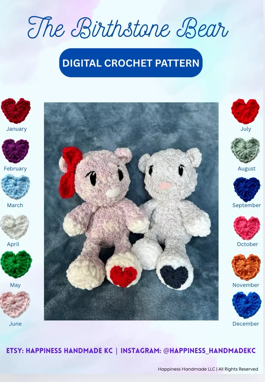 plant/Birthstone Bear Crochet Pattern - DIGITAL DOWNLOAD-0
