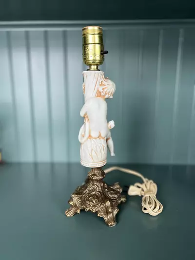 plant/Bisque Style Cherub Accent Lamp-1-thumbnail
