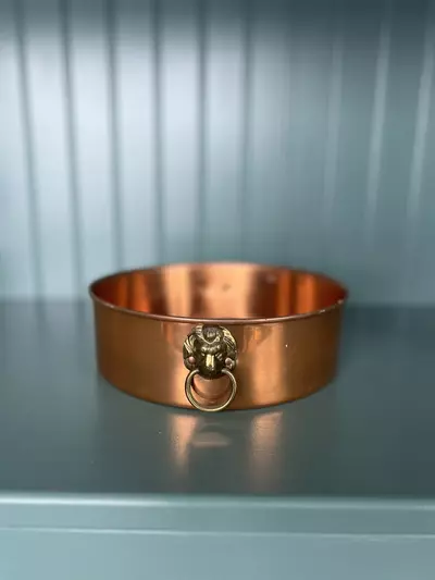 plant/Round Copper Pot with Brass Lion Heads-0-thumbnail