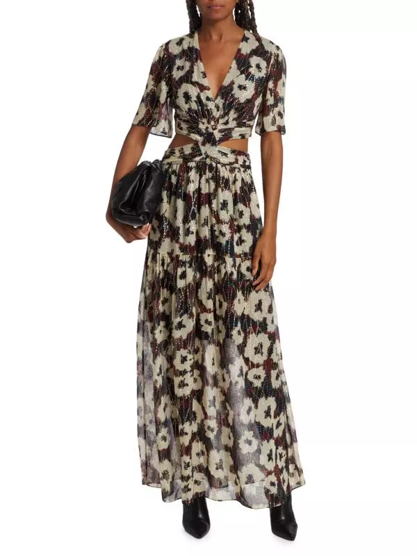 plant/BA&SH Robe Kandy Floral Cut Out Maxi Dress NWT Small MSRP $660-0