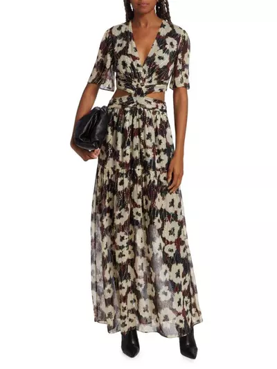 plant/BA&SH Robe Kandy Floral Cut Out Maxi Dress NWT Small MSRP $660-0-thumbnail