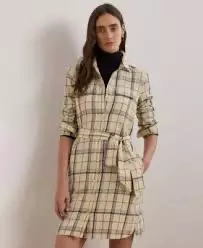 plant/Lauren Ralph Lauren Women's Plaid Belted Twill Cotton Shirtdress NWT Size 4-0