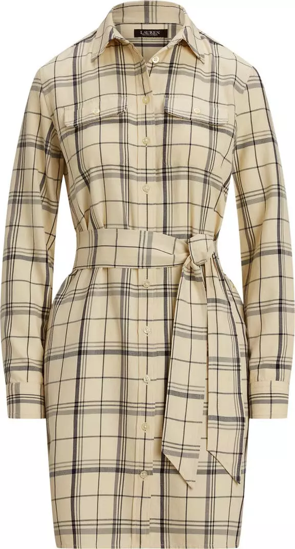 plant/Lauren Ralph Lauren Women's Plaid Belted Twill Cotton Shirtdress NWT Size 4-3