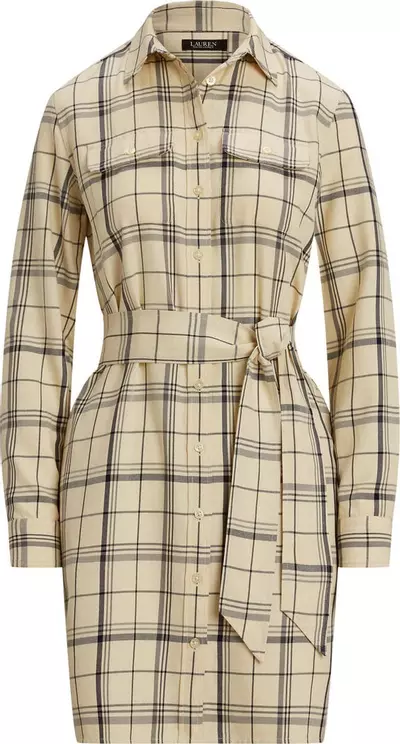 plant/Lauren Ralph Lauren Women's Plaid Belted Twill Cotton Shirtdress NWT Size 4-3-thumbnail