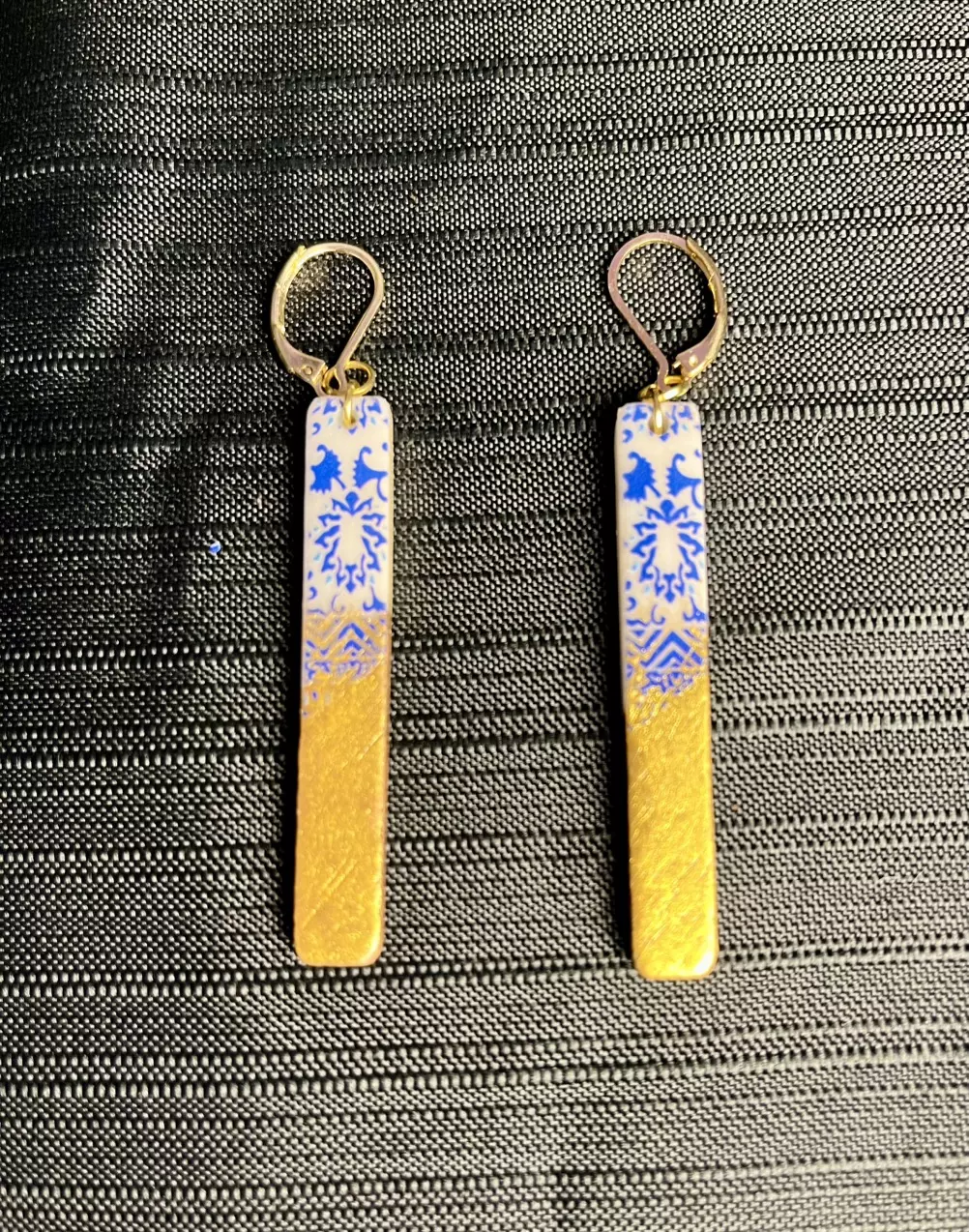 plant/Indy-made Long Rectangle Earrings-0