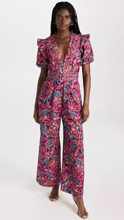 plant/FARM Rio Floral Birds Blush Jumpsuit NWT Small MSRP $260-5-thumbnail