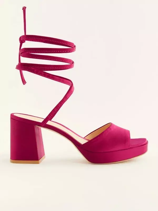 plant/REFORMATION Magda Ankle Tie Platform - Rhubarb NWOB Size 8.5-2