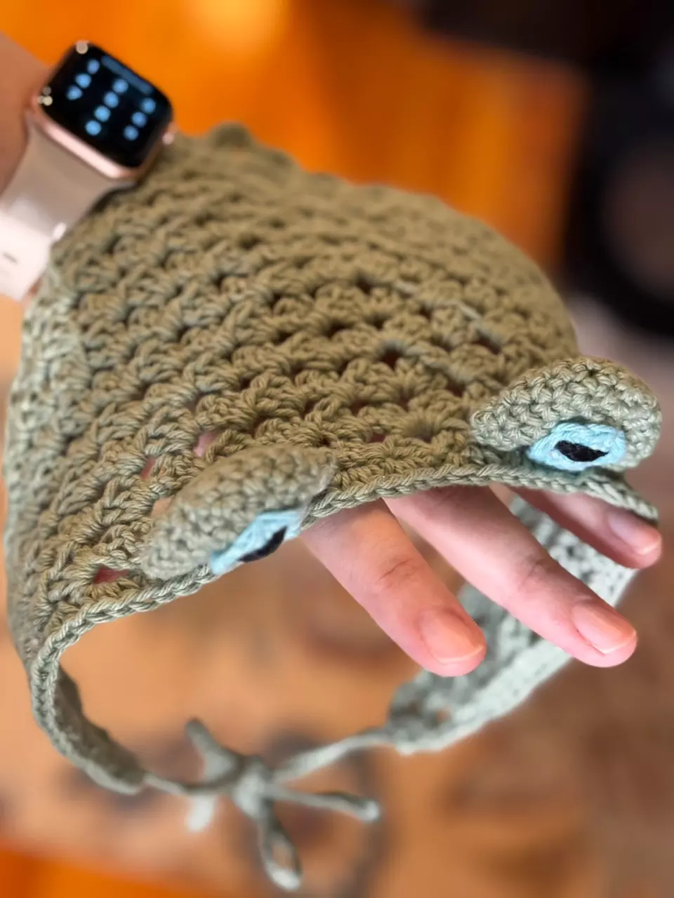 plant/Frog Crochet Bandana-1