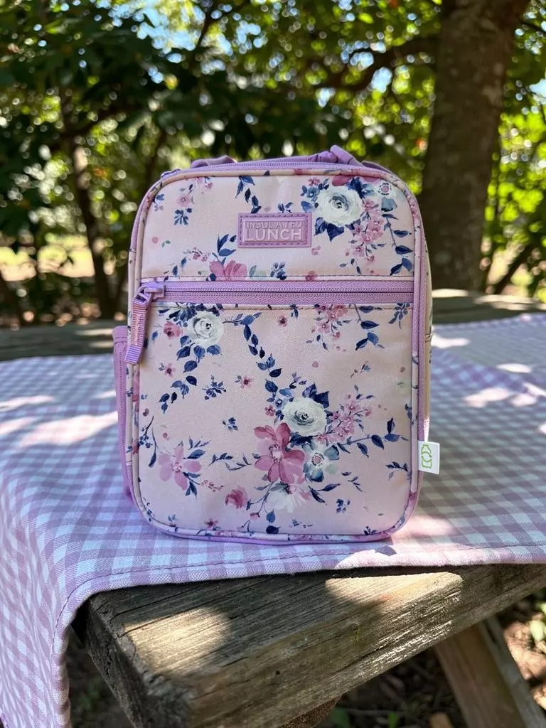 plant/Fulton Bag Co. Upright Lunch Bag -Floral Lilac:
Polyester Lunch Sack with Zipper-0