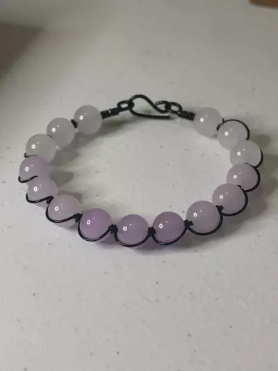 plant/Lilac colored glass ombre bangle with black wire-0-thumbnail