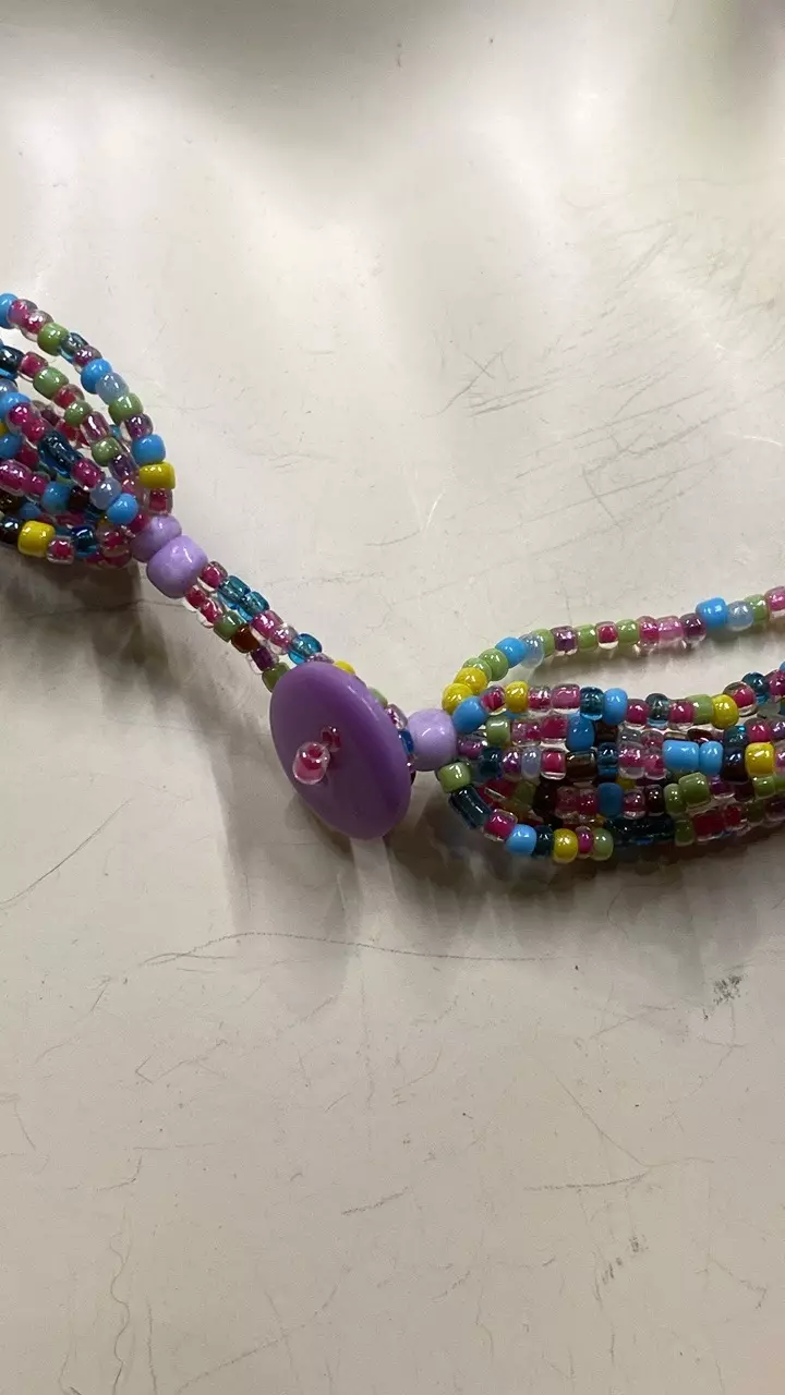 plant/VN 763 multicolor, multi strand seed bead necklace-2