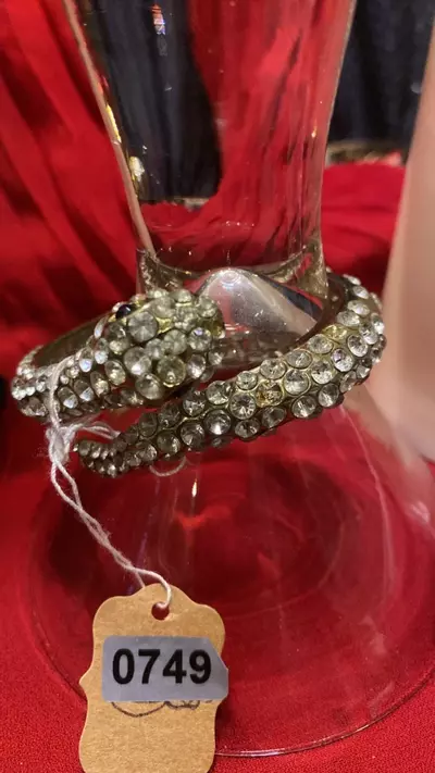 plant/VB 749 vintage snake hinged bracelet with faux rhinestones-0-thumbnail
