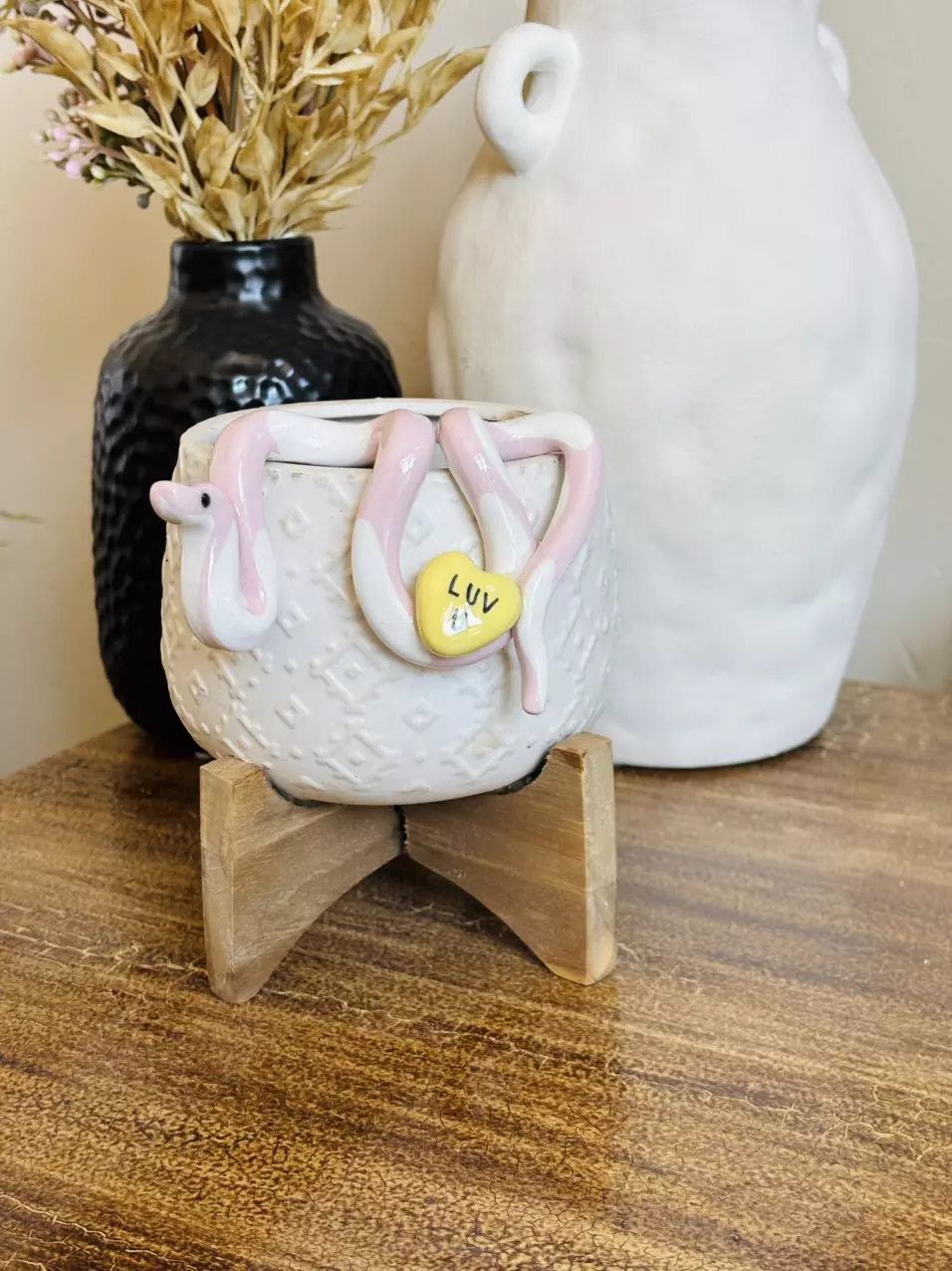 plant/Candy Heart Snake Pot Perch - Plant Pot Decor-0