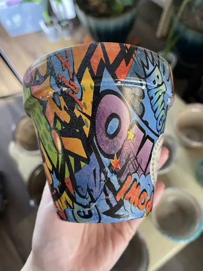 plant/Oops! Discounted Comic Book Words Hydro-Dipped 4” clay pot-4-thumbnail