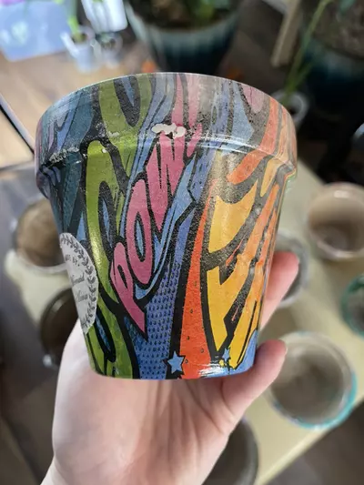 plant/Oops! Discounted Comic Book Words Hydro-Dipped 4” clay pot-1-thumbnail